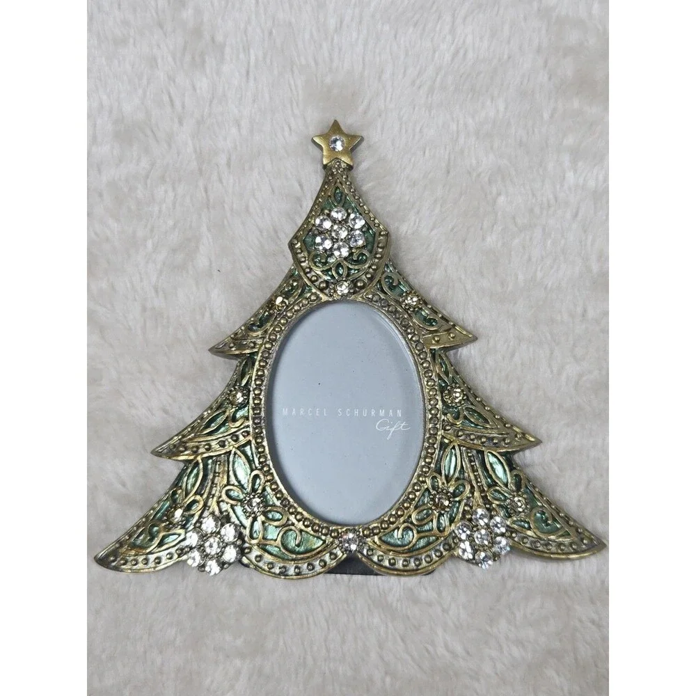 Vintage Marcel Schurman Jeweled Rhinestone Christmas Tree Picture Frame Ornament